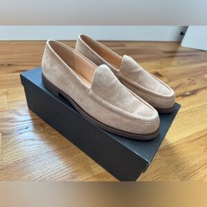 NIB J Crew Calf Suede Luxury Camel Tan Nude Minimal Loafer 8